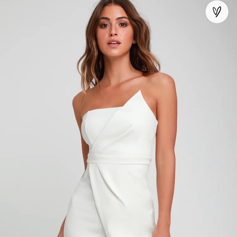 Queen of the city white strapless bodycon dress